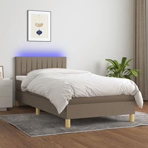 VidaXL Boxspring met matras en LED stof taupe 90x190 cm