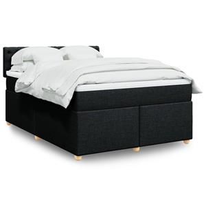 VidaXL Boxspring met matras stof zwart 140x190 cm