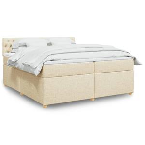 VidaXL Boxspring met matras stof crèmekleurig 200x200 cm