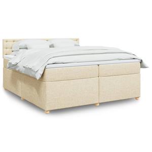 VidaXL Boxspring met matras stof crèmekleurig 200x200 cm