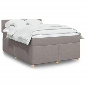 VidaXL Boxspring met matras stof taupe 140x200 cm