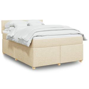 VidaXL Boxspring met matras stof crèmekleurig 140x200 cm