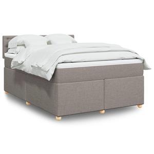 VidaXL Boxspring met matras stof taupe 140x200 cm