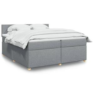 VidaXL Boxspring met matras stof lichtgrijs 200x200 cm