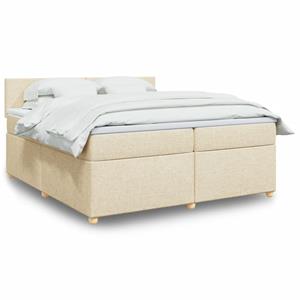 VidaXL Boxspring met matras stof crèmekleurig 200x200 cm