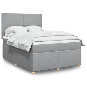 VidaXL Boxspring met matras stof lichtgrijs 140x190 cm