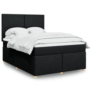 VidaXL Boxspring met matras stof zwart 140x190 cm