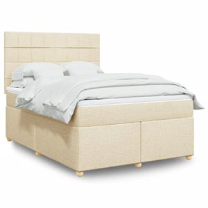 VidaXL Boxspring met matras stof crèmekleurig 140x200 cm