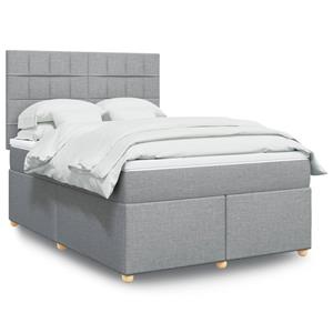 VidaXL Boxspring met matras stof lichtgrijs 160x200 cm