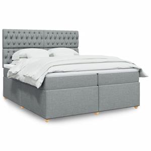 VidaXL Boxspring met matras stof lichtgrijs 200x200 cm