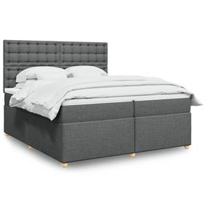 VidaXL Boxspring met matras stof donkergrijs 200x200 cm