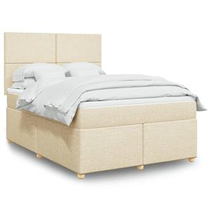 VidaXL Boxspring met matras stof crèmekleurig 140x200 cm