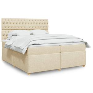 VidaXL Boxspring met matras stof crèmekleurig 200x200 cm