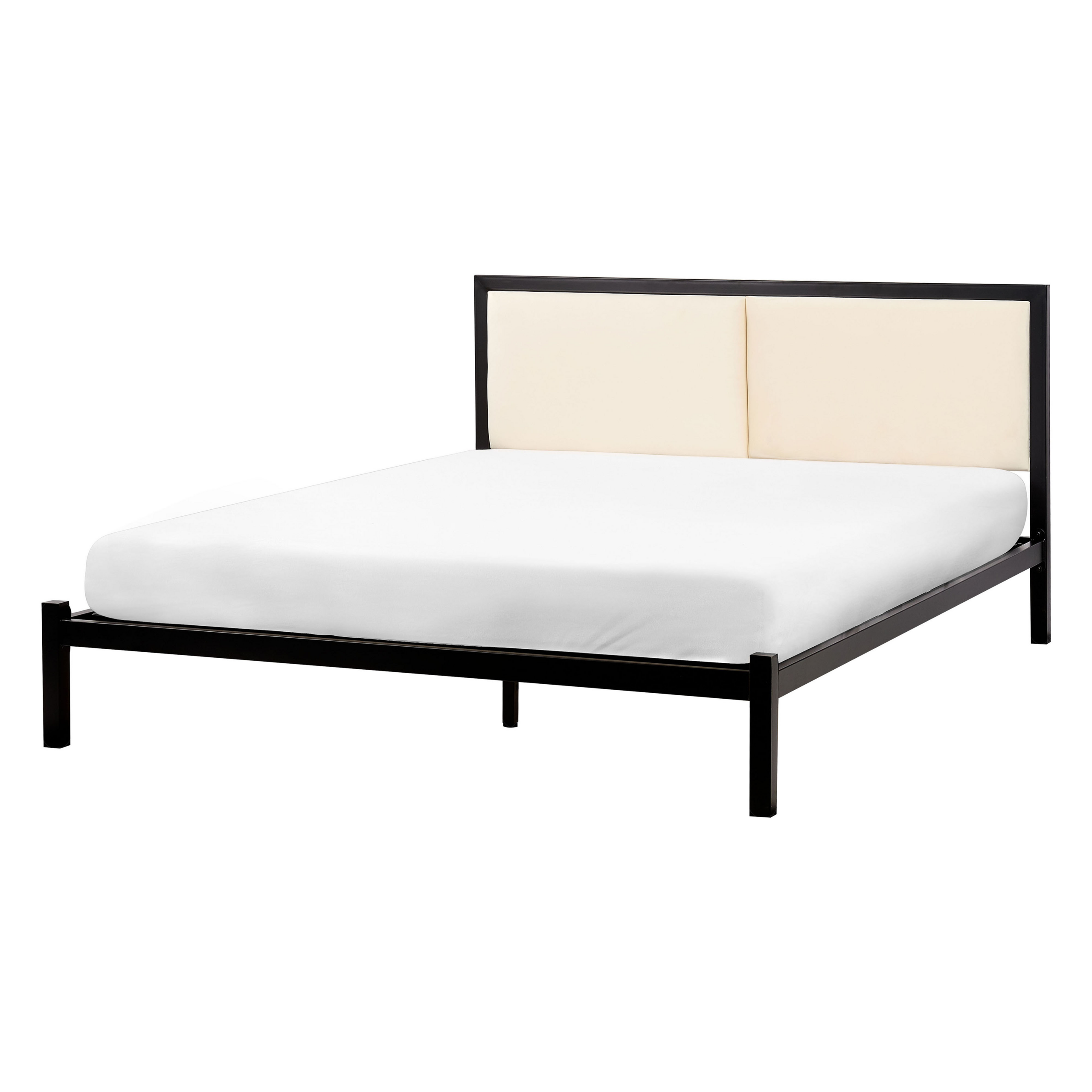 BELIANI Bed metaal zwart/lichtbeige 140 x 200 cm CLAMART