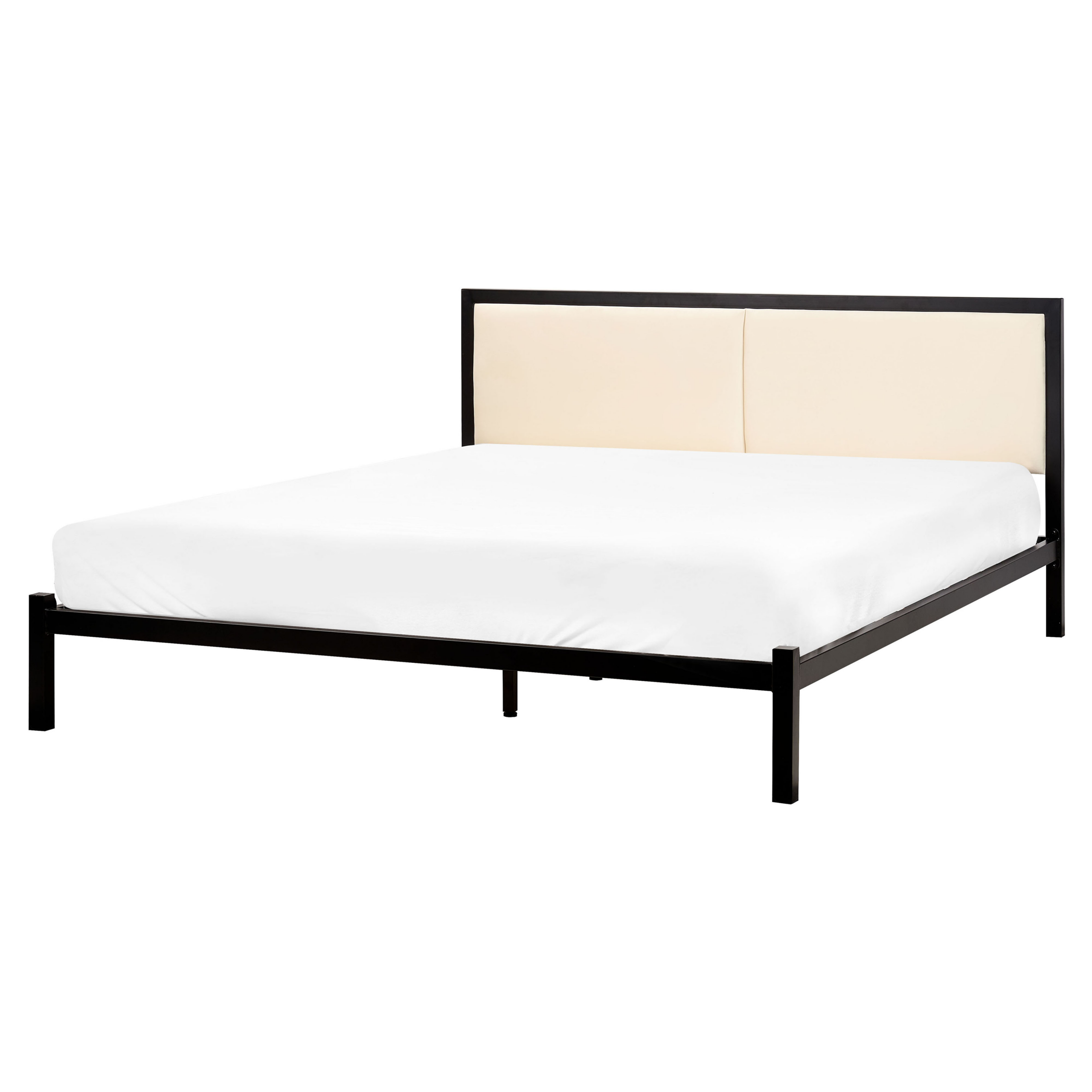 BELIANI Bed metaal zwart/lichtbeige 160 x 200 cm CLAMART