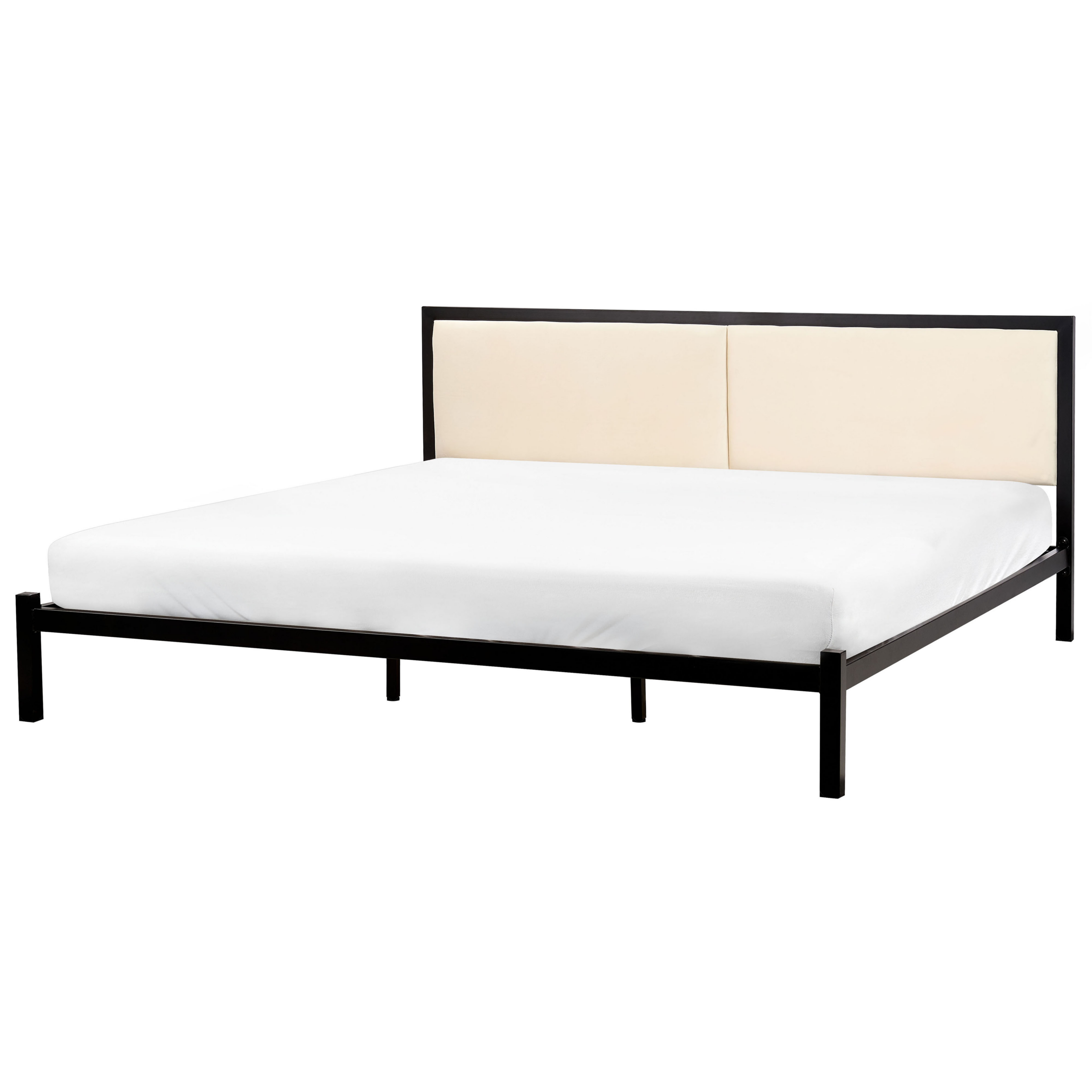 BELIANI Bed metaal zwart/lichtbeige 180 x 200 cm CLAMART