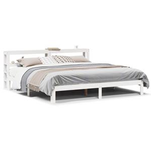 VidaXL Bedframe met hoofdbord massief grenenhout wit 200x200 cm