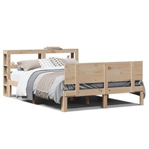 VidaXL Bedframe met hoofdbord massief grenenhout 135x190 cm