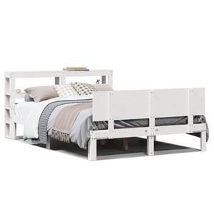 VidaXL Bedframe met hoofdbord massief grenenhout wit 140x190 cm