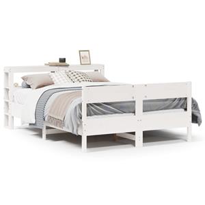 VidaXL Bedframe zonder matras massief grenenhout wit 140x190 cm