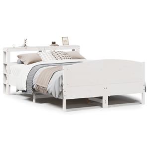 VidaXL Bedframe zonder matras massief grenenhout wit 140x190 cm