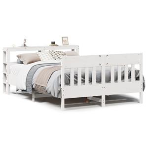 VidaXL Bedframe zonder matras massief grenenhout wit 140x190 cm