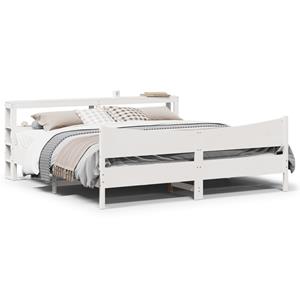 VidaXL Bedframe met hoofdbord massief grenenhout wit 200x200 cm