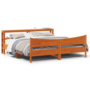 VidaXL Bedframe met hoofdbord massief grenenhout wasbruin 200x200 cm