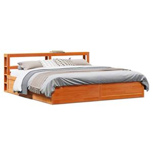 VidaXL Bedframe met hoofdbord massief grenenhout wasbruin 200x200 cm