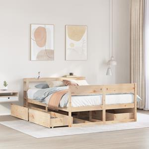 VidaXL Bedframe zonder matras massief grenenhout 135x190 cm