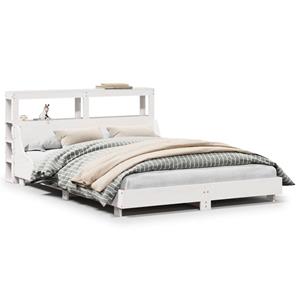 VidaXL Bedframe zonder matras massief grenenhout wit 135x190 cm