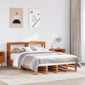 VidaXL Bedframe zonder matras massief grenenhout wasbruin 135x190 cm