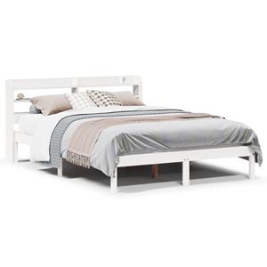 VidaXL Bedframe zonder matras massief grenenhout wit 140x190 cm