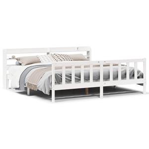 VidaXL Bedframe zonder matras massief grenenhout wit 200x200 cm