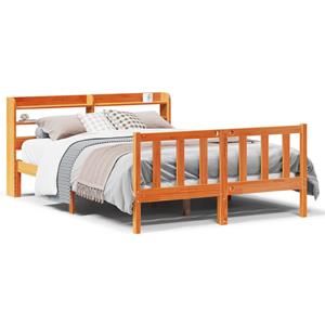 VidaXL Bedframe met hoofdbord massief grenenhout wasbruin 120x190 cm