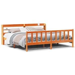 VidaXL Bedframe met hoofdbord massief grenenhout wasbruin 180x200 cm