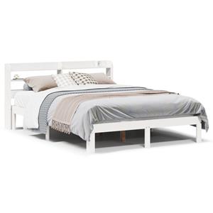 VidaXL Bedframe met hoofdbord massief grenenhout wit 120x190 cm