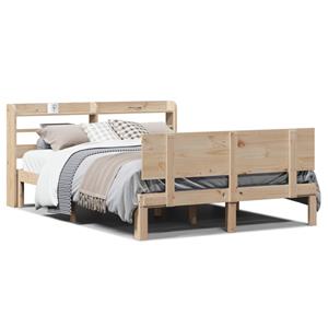 VidaXL Bedframe met hoofdbord massief grenenhout 135x190 cm