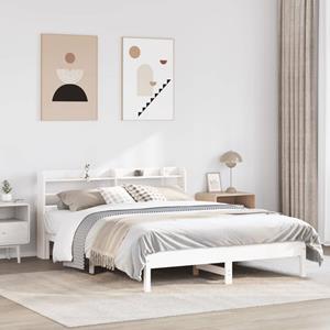 VidaXL Bedframe zonder matras massief grenenhout wit 135x190 cm