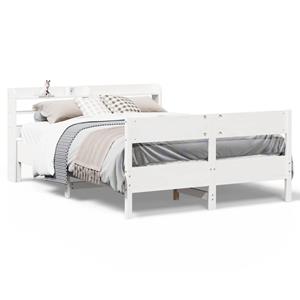 VidaXL Bedframe zonder matras massief grenenhout wit 140x190 cm