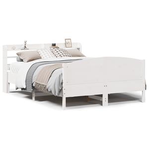 VidaXL Bedframe zonder matras massief grenenhout wit 140x190 cm