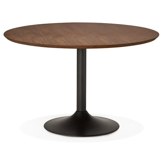 KokoonDesign Eettafel Paton rond 120cm walnoten hout met zwarte voet