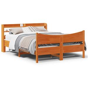 VidaXL Bedframe met hoofdbord massief grenenhout wasbruin 160x200 cm