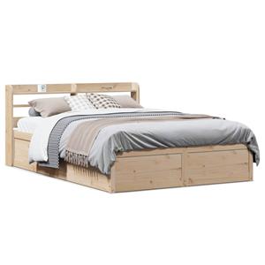 VidaXL Bedframe met hoofdbord massief grenenhout 160x200 cm