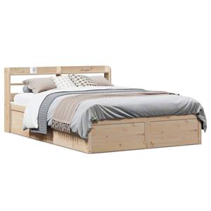 VidaXL Bedframe met hoofdbord massief grenenhout 120x200 cm