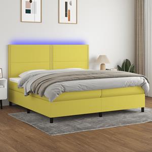 VidaXL Boxspring met matras en LED stof groen 200x200 cm