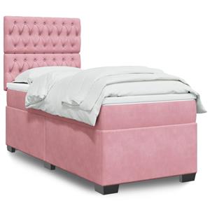 VidaXL Boxspring met matras fluweel roze 90x200 cm