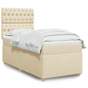 VidaXL Boxspring met matras stof crèmekleurig 90x200 cm