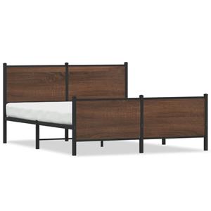 VidaXL Bedframe hoofd- en voeteneinde metaal bruin eiken 140x190 cm