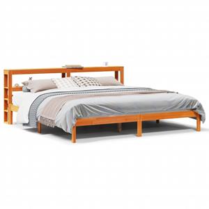 VidaXL Bedframe met hoofdbord massief grenenhout wasbruin 180x200 cm